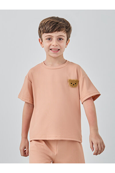 Styli Embroidery Patch Round Neck T-Shirt and Shorts Set