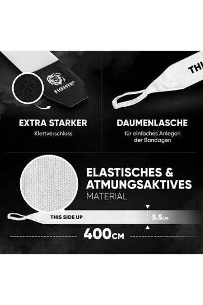 FIGHTR ® Premium Handwraps 160 inches Semi-Elastic Hand Wraps with Thumb Loop for Boxing, MMA, Muay