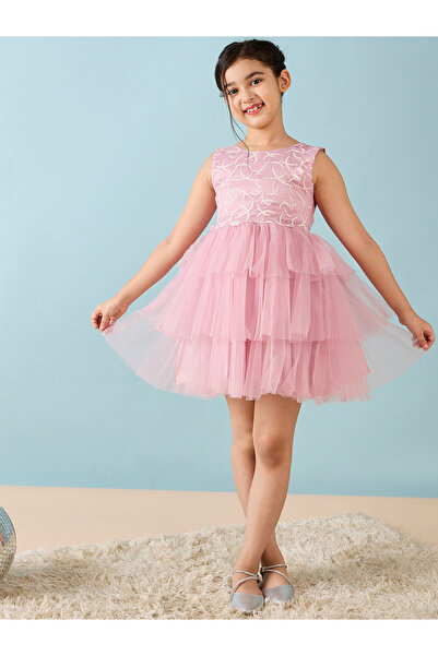 Stylo Bug By Styli Sleeveless Mesh Insert Tulle Dress