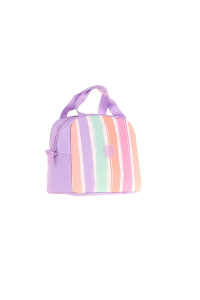 KAUKKO Cutie de prânz specială pentru fete, cu linie multicoloră violetă (izolată termic) (K9076)