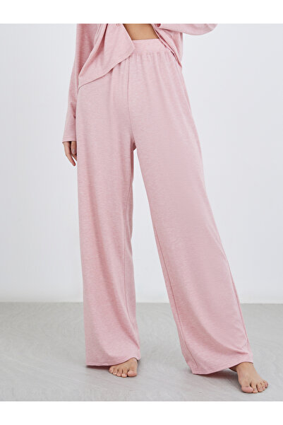 Styli Women Pink Melange Shirt and Wide Leg Pyjama Set
