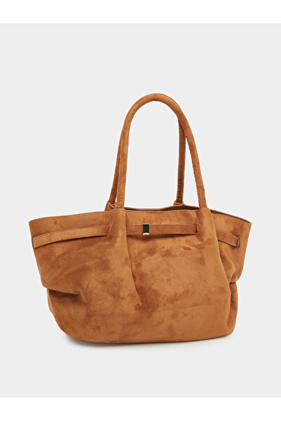 Styli Suede Look Shoulder Bag with Belt Detail