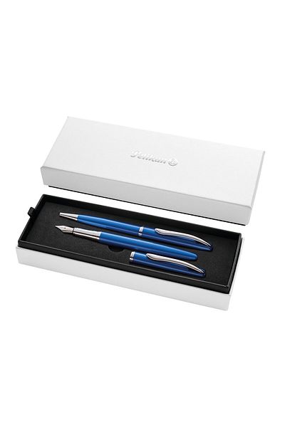 Pelikan Set stilou și stilou Jazz Noble Elegance K/P36, cutie cadou, culoare albastru safir, material metal