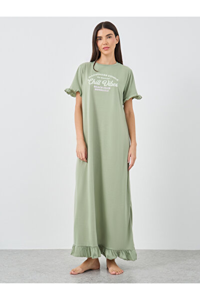 Styli فستان نوم تي شيرت بأكمام مكشكشة وحاشية من Chill Vibes