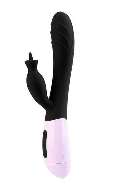 WildFashion Dispozitiv dual model IEPURAS, pentru stimularea punctului G și a clitorisului, Negru, TOY352-1