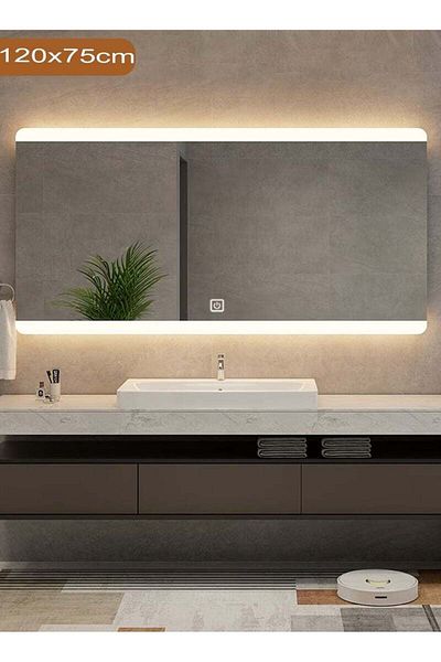 Taimi Extra large mirror with elegant design120x70cm-Mirror with side lighting with3- levels for decor