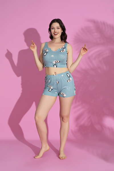 rindahomewear Women's Crop Shorts Set Pajama Set