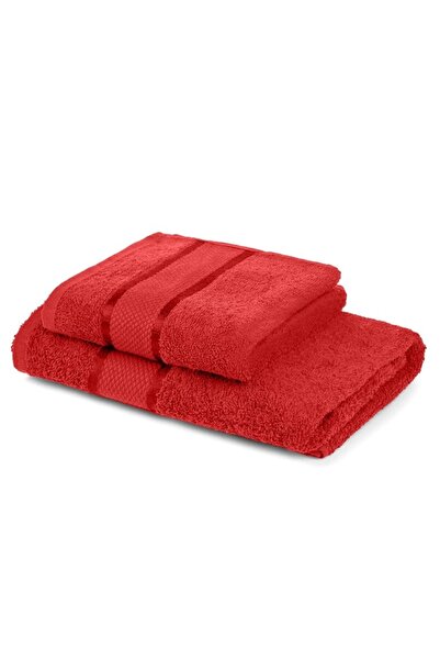 OEM Set 2 bath towels, Cotton, 400g/m², 50x90cm/70x135cm, Red