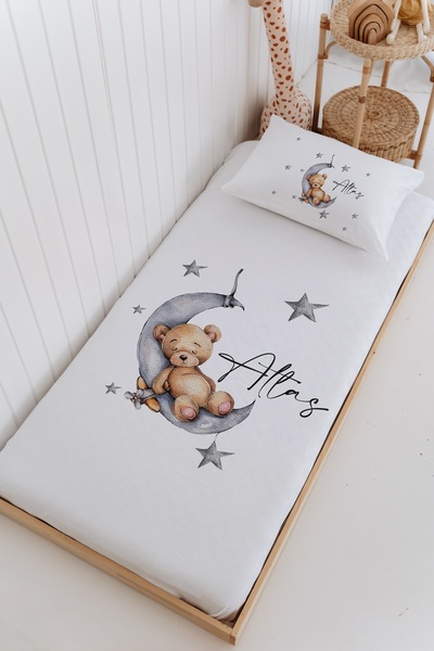 Lilabio İsme Özel %100 Pamuk Bebek Ve Çocuk Tek Kişilik 165 X 225 Cm Pike Tak...