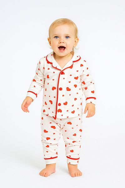 ENİA BABY 100% Cotton Double Breasted Collar Front Buttoned Seasonal Baby Pajama Set