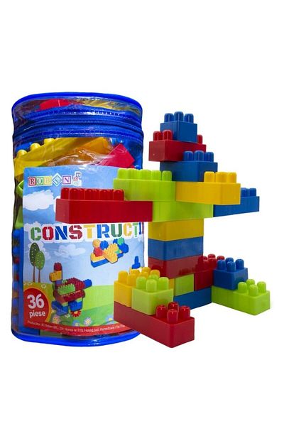 PROCART Blocuri de construcție, 36 de piese multicolore, geantă de plastic pentru depozitare