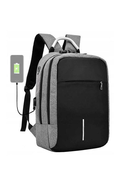 SERSIMO Waterproof backpack, with anti-theft system, USB port, 45x14x30cm, 25 liters, black and gray