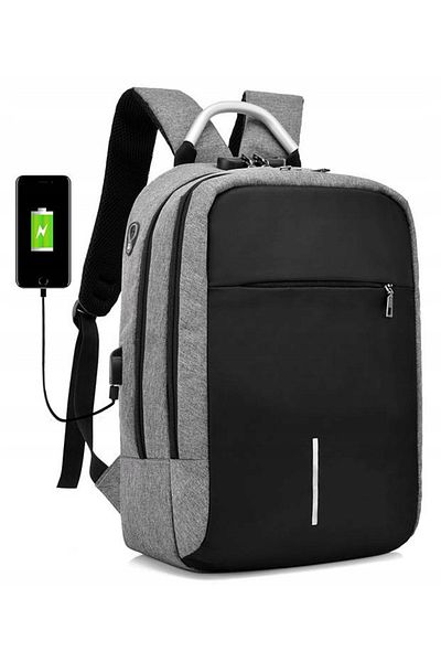 SERSIMO Waterproof backpack, with anti-theft system, USB port, 45x14x30cm, 25 liters, black and gray