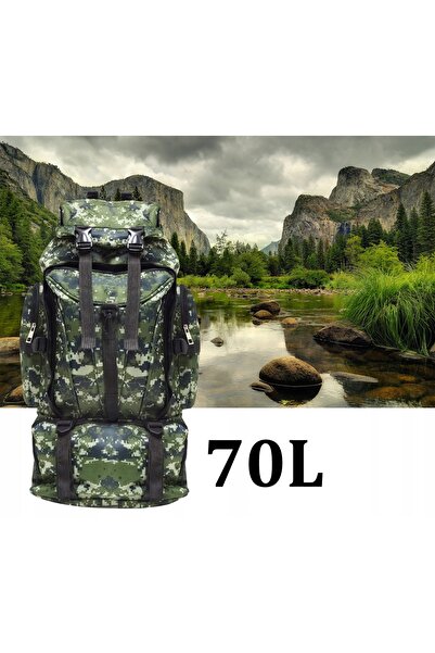 OEM Military hiking backpack, 6 compartments, 70 liters, 65x18x35cm, green