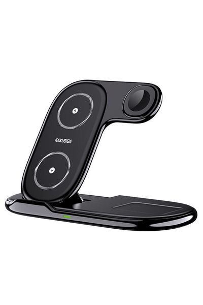 REDz Accessories Încărcător wireless 3 în 1, KSC-1358, suport pliabil, 15W, negru