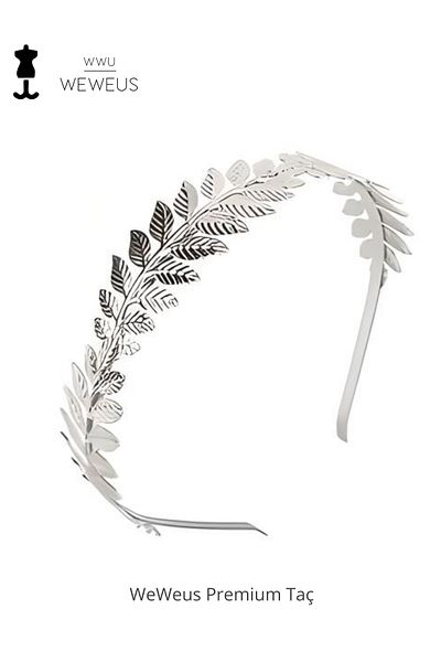 Weweus Women's Leaf Silver Color Shiny Luxury Crown