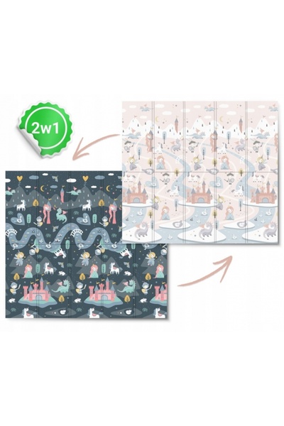 NUKIDO Children's play mat, foldable, made of odorless XPE foam, Nukido 200x180x1 cm with two sides Castelu
