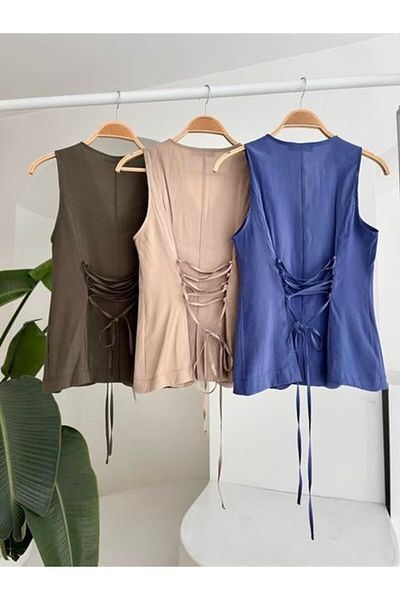 TUA MODA Tua Moda Lace-Up Back Vest Plazza Pants Modal Suit 10202-08