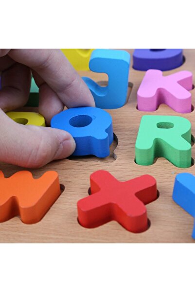 PROCART Puzzle educativ din lemn, literele alfabetului, 26 de piese multicolore, literă 3x3,5 cm