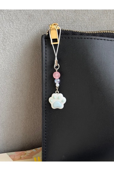 WhimsyWhite Pati telefon charm, Pati renkli telefon süsü, mavi/pembe/kahve kedi telefon charm