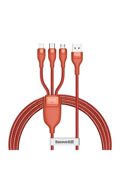 Baseus Charging and Data Transfer USB Cable Lightning, Aluminium, Micro-USB, Type-C 66W, 1.2m Length, C407,