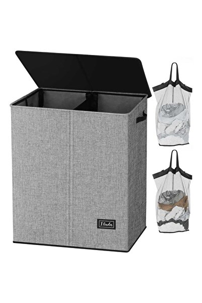 Elindor Coș de rufe pliabil, cu capac, 145 L, 57 x 38 x 67 cm, material Oxfor...