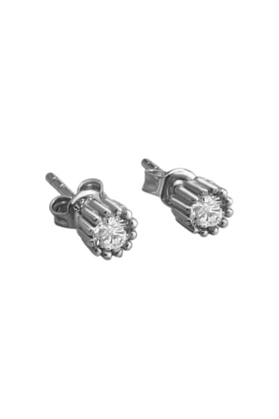 jelux silver Gümüş 925 Ayar Tek Taş Çivi Küpe