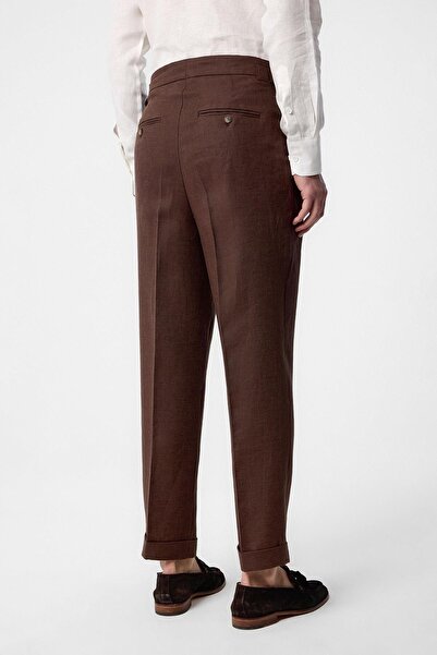 Antioch Coffee 100% Linen Italian Cut Men's Trousers