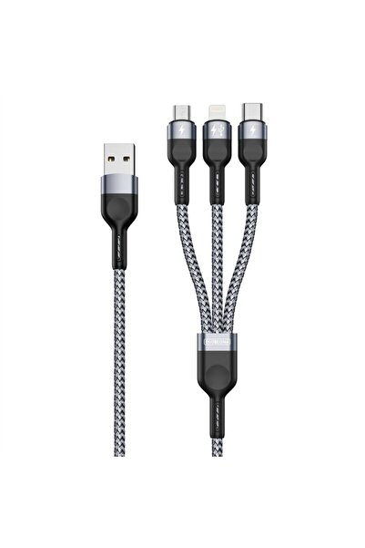 Dali Cablu de incarcare 3in1, USB A la USB Type-C, Micro-USB si conector compatibil Apple, Fast Charge, 4