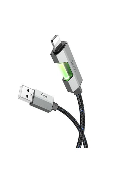 Hoco Cablu de date și transfer, USB A la Lightning, Regent Colorful, protecție transparentă, U123, lungime 1,2 m