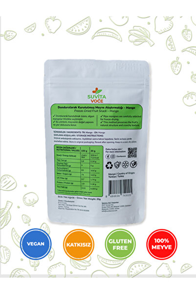 Suvita Voce رقائق فواكه المانجو الجافة - مجففة بالتجميد | خالي من الغلوتين · خالي من المواد المضافة