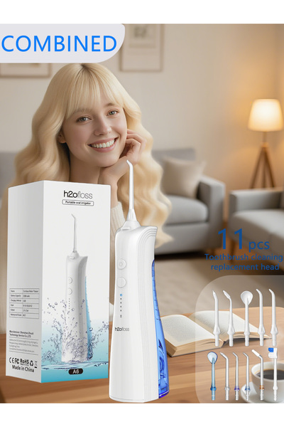 Youtrico جهاز تنظيف الأسنان بالماء H2ofloss + ملحقات (قطعتان)