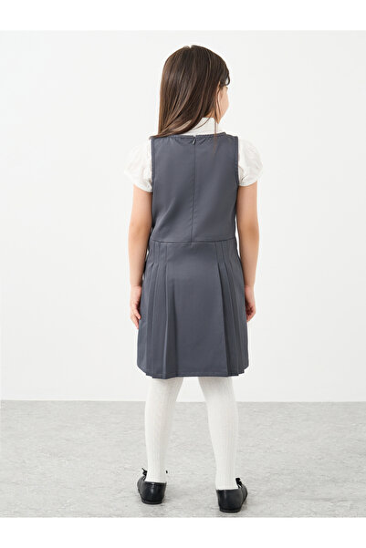 Styli Girls Grey Pinafore Dress with Side Pocket