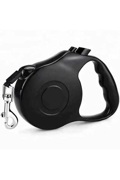 Dali Lesă automată și retractabilă pentru câini, mecanism de blocare, 5 m, greutate maximă 15 kg, Negru