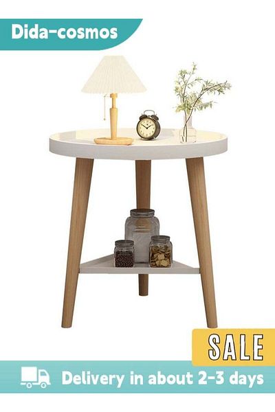 Generic Simple small round table double layer storage bedside coffee table home side table