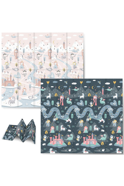 NUKIDO Children's play mat, foldable, made of odorless XPE foam, Nukido 200x180x1 cm with two sides Castelu