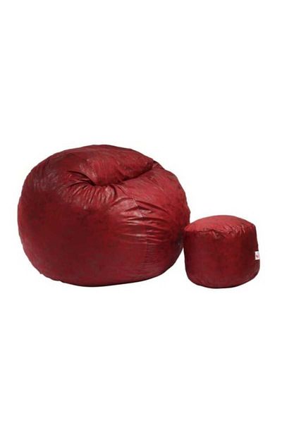 Pufrelax Set Fotoliu King Size cu Otoman (suport picioare), Material Textil - Cranberry