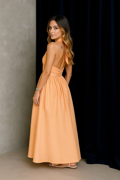 My Blog Rochie portocalie cu design Halter - 10577