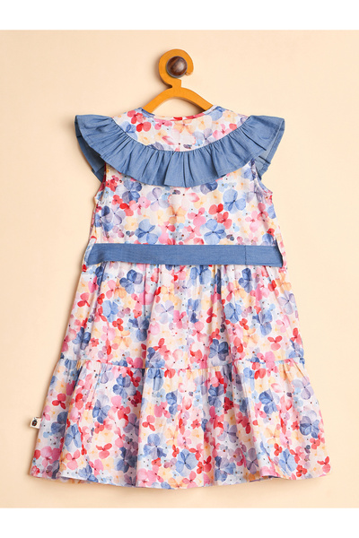 Stylo Bug By Styli All Over Print Dress with Tie Belt