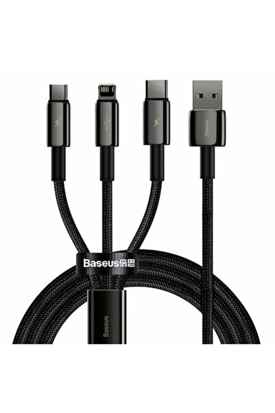 Baseus Кабел за зареждане 3 в 1, USB A към Micro-USB, USB Type-C, Lightning, ...