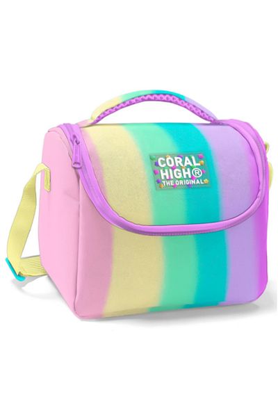 Coral High Colorful Striped Patterned Thermo Lunch Box 11770