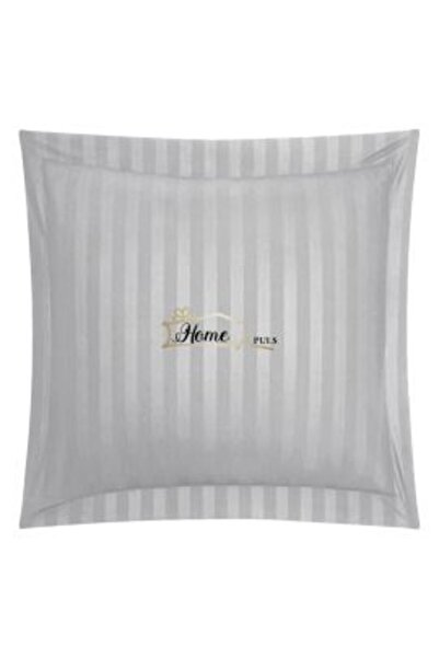 HomePuls Pillowcase Damask Cotton 100% Stripe 1 cm, 70 x 70 cm with 3.5 cm Border Hem, Grey