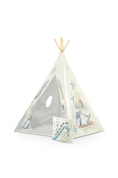 NUKIDO Tippee Dinosaurs children's play tent 114x114x165 cm, Montessori style, wooden frame, s
