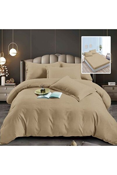 Ralex Double Bed Sheet Set 6 Pieces Damask Polycotton with Fitted Sheet 160x200 or 180x200 cm, Duvet 200x2