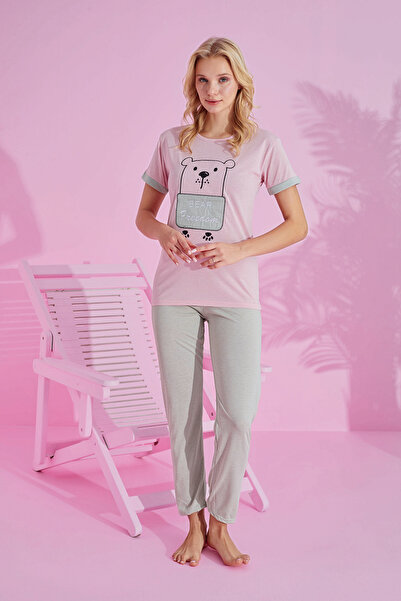 rindahomewear ΓΥΝΑΙΚΕΙΟ ΣΕΤ ΠΙΤΖΑΜΑ ΜΕ ΚΟΝΤΟ ΜΑΝΙΚΙΑ ΑΠΟ ΒΙΣΚΟΥΡΑ