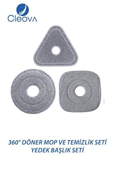 Yeni Tasarım Otomatik 360° Döner Mop ve Temizlik Seti Yedek Başlık Seti