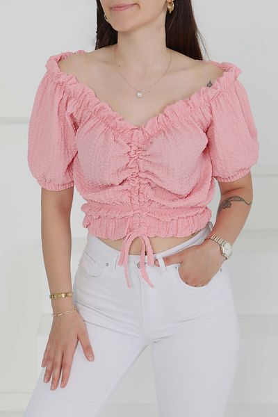 TOFİSA Buffle Gathered Crop Pink - 27485