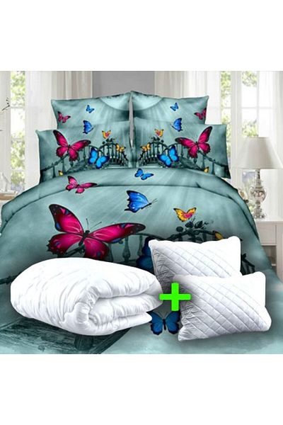 Ralex Economic Package Double Bed Linen Digital Print 3D + 2 Quilted Pillows 50x70 cm + Quilt 200x215 cm S