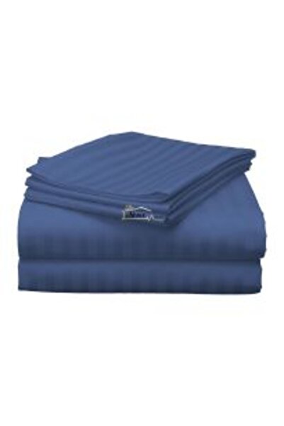 HomePuls Double Bed Sheet Damask Polycotton Stripe 1 cm, 220 x 230 cm, Dark Grey