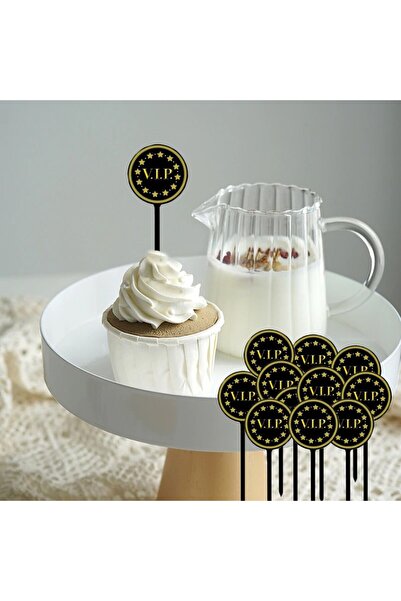 PROCART VIP αξεσουάρ ύψους 7,5 cm, μαύρο-χρυσό, σετ 12 τεμαχίων